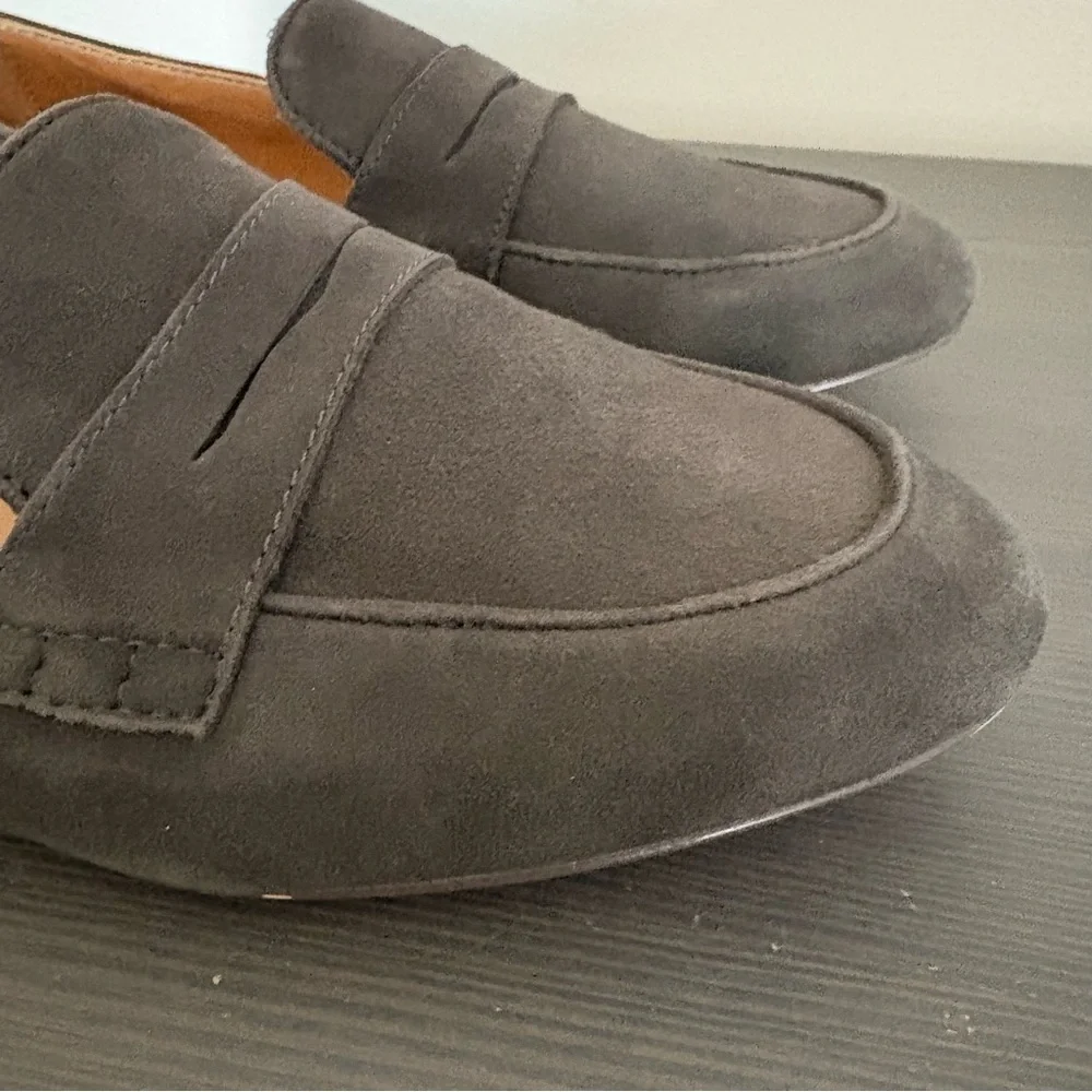 J Crew Factory‎ Suede Penny Loafers Slip On Dark Gray Flats 9.5